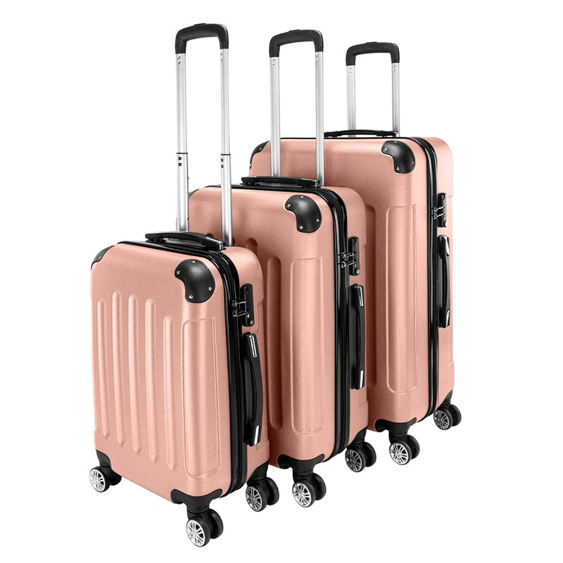 3-in-1 Portable ABS Trolley Case 20" / 24" / 28" Rose Gold