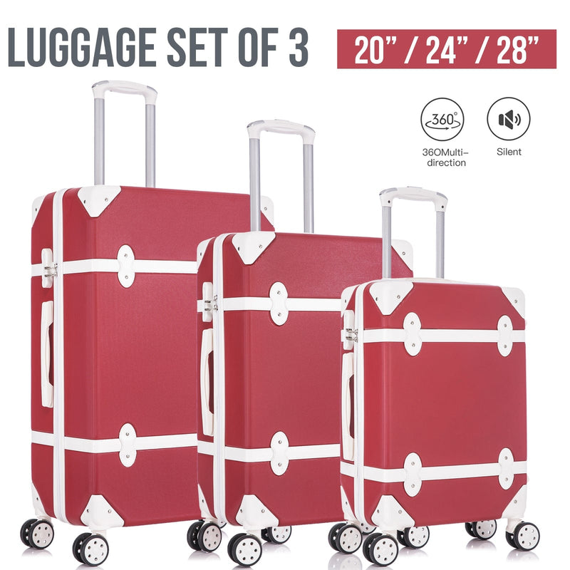 3 Piece Sets Luggage Suitcase ABS Hardshell Lightweight Spinner Wheels