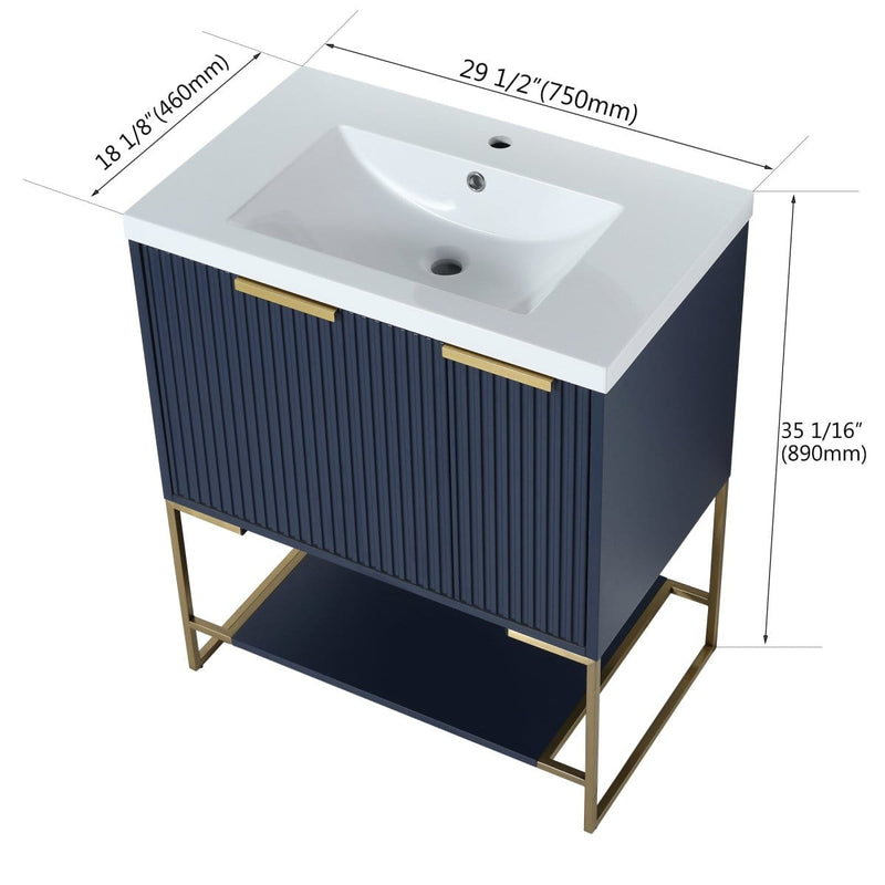 30 Inch Freestanding Bathroom Vanity With Resin Basin