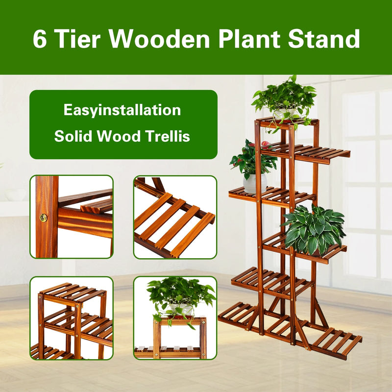 6 Tier Corner Wooden Plant Stand Ladder Flower pot Display Rack Shelf Holder