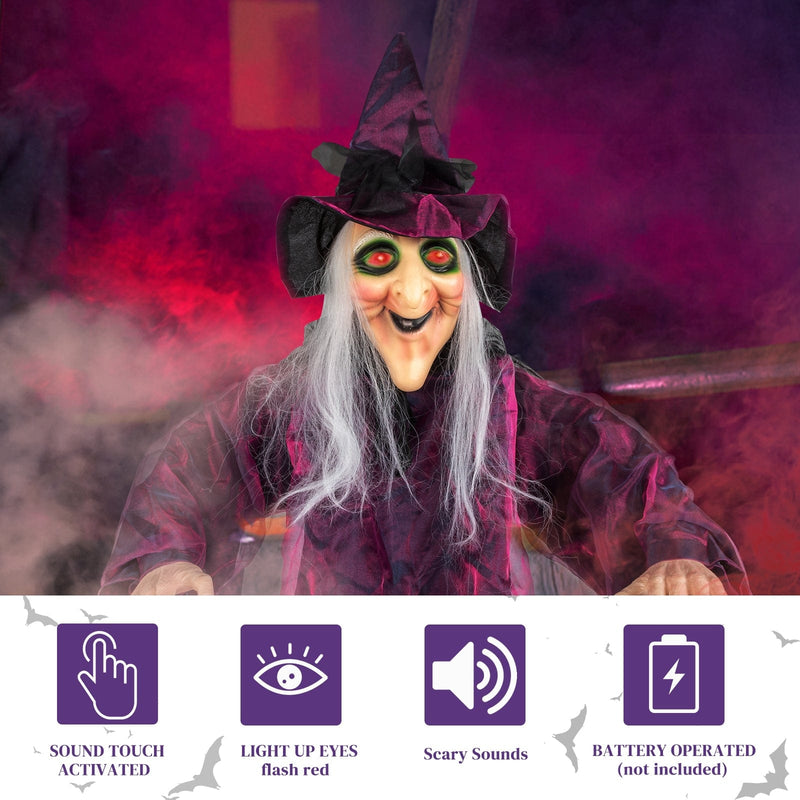 71in Life Size Hanging Witch Talking Halloween Decoration