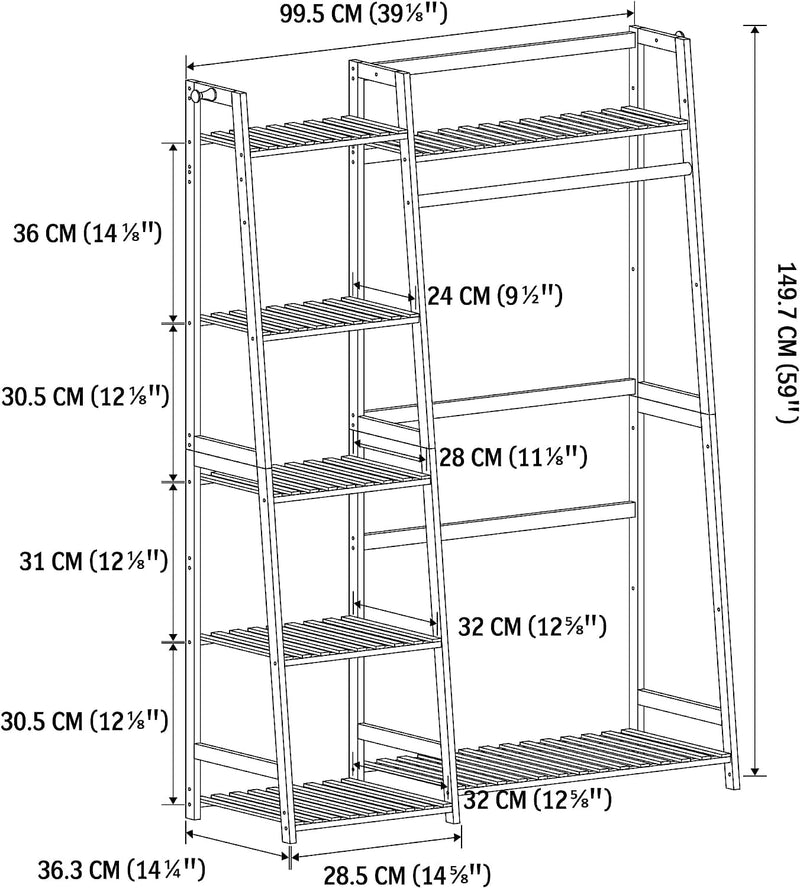 Bamboo Storage Rack with Shelves