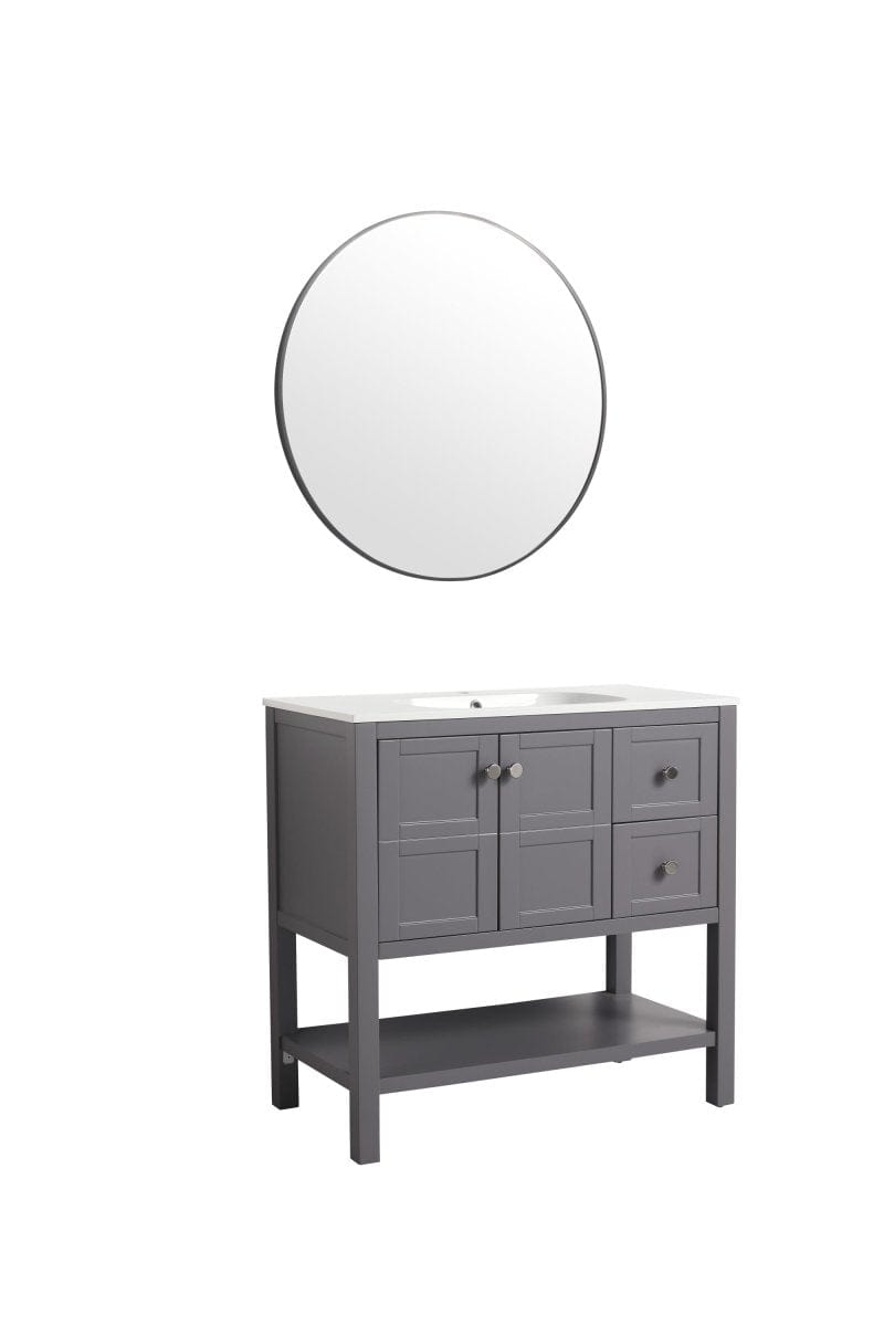 Bathroom Vanity With Soft Close Drawers and Gel Basin,36x18