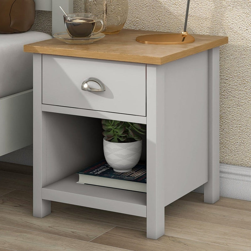 Country Gray Solid One Drawer Nightstand