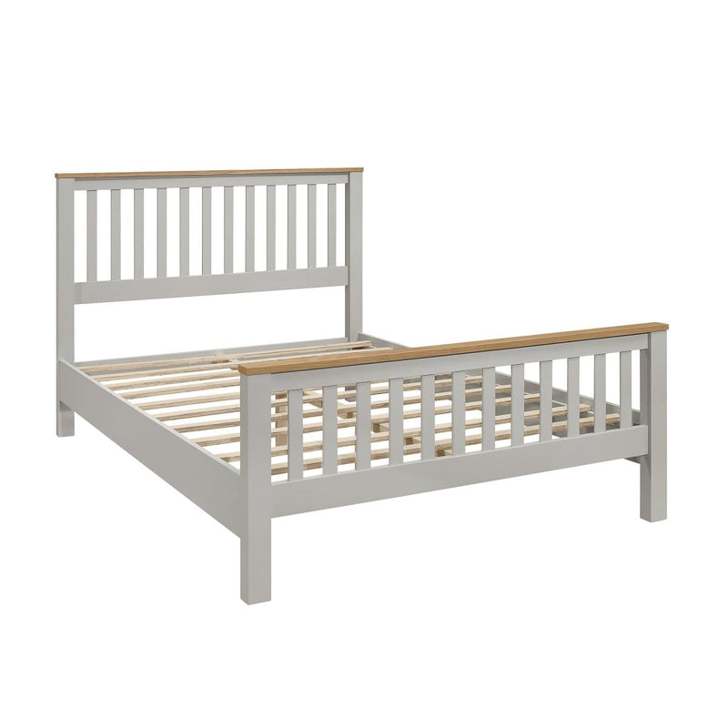 Country Gray Solid Platform Bed with Oak Top, Full