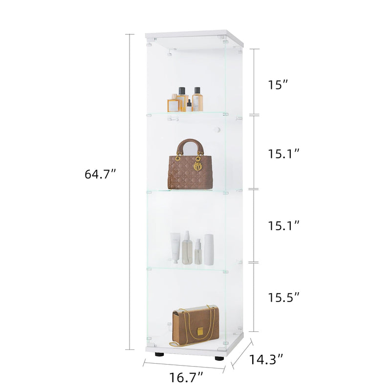 Glass Display Cabinet with 4 Shelves, Curio Cabinets