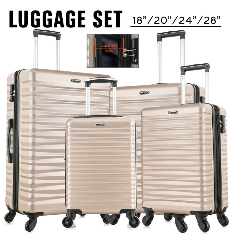 Hardshell Luggage Sets Suitcase ABS Lightweight with Spinner Wheels TSA Lock Champagne Gold
