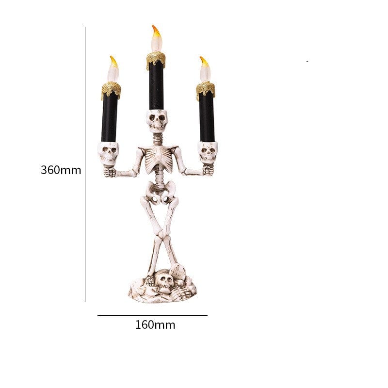 Gold Halloween Three candles skeletons decoration