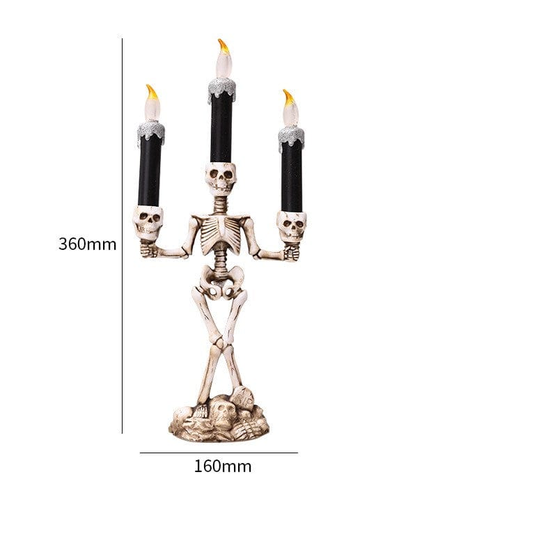 Silver Halloween Three candles skeletons decoration