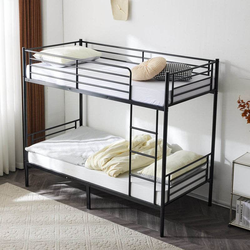 Iron Bunk Bed with Ladder for Kids Twin Size Black