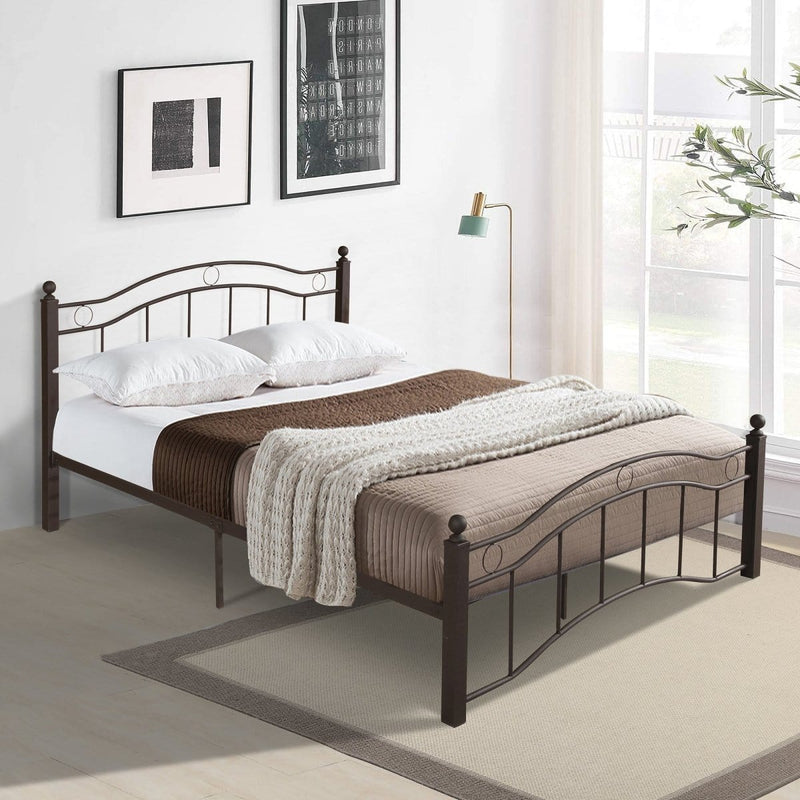 King Size Metal Bed Frame with Headboard and Footboard  Bronze