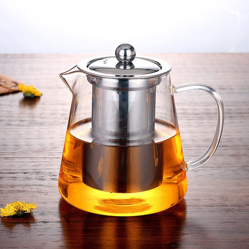 Flower Teapot Stainless Steel Filter Tea Set