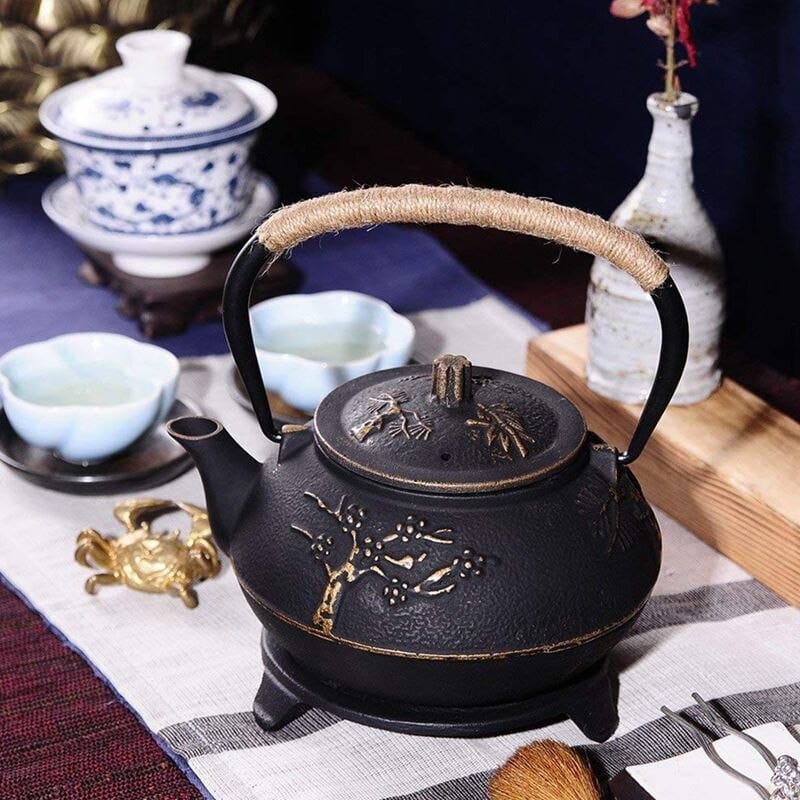 Plum blossom Japanese cast iron teapot