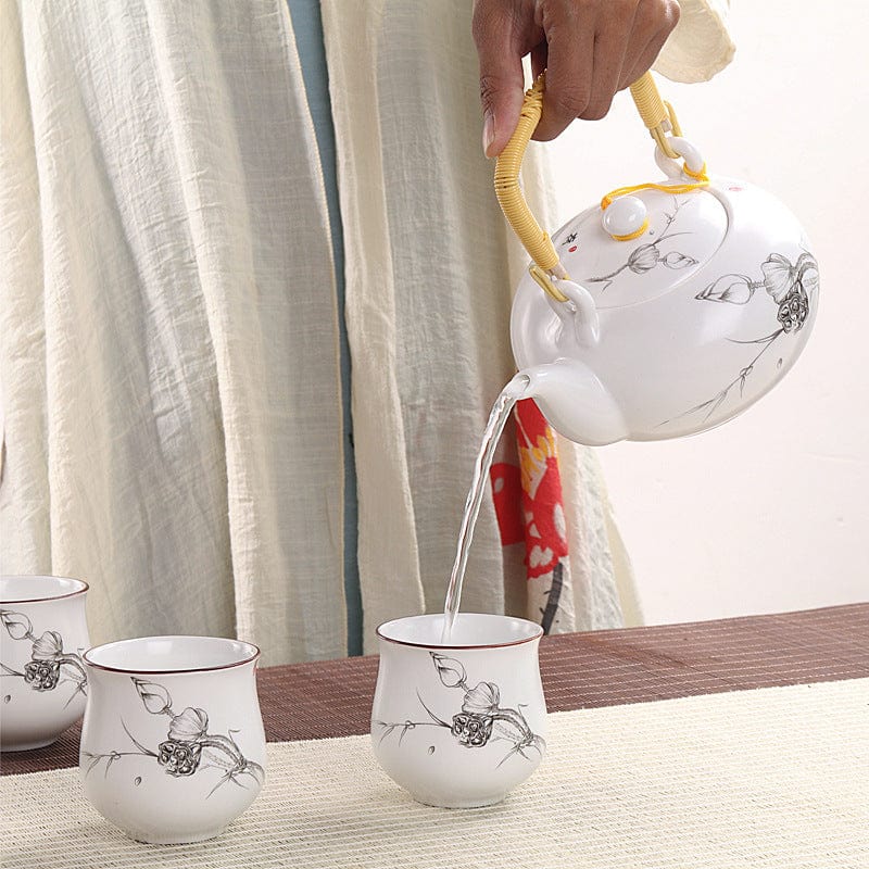 Japanese style Kung Fu tea set teapot ceramic cover bowl cup porcelain home decoration ceremony gaiwan kettle teacup teaware