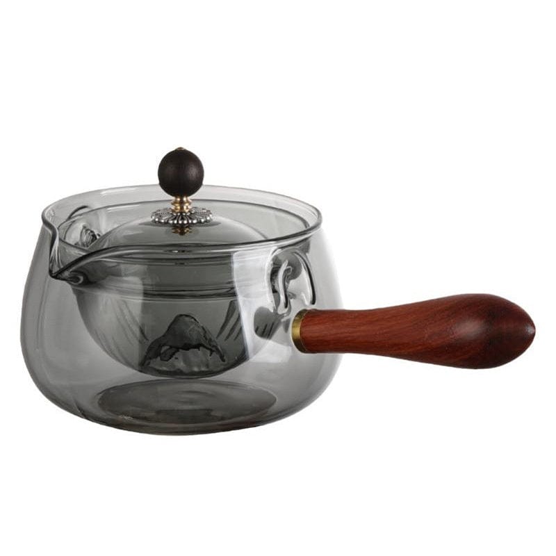 Grey Semi-automatic Rotary Heat-resistant Glass Teapot