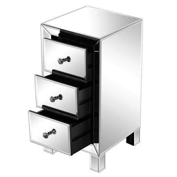 Modern and Contemporary Mirrored 3-Drawers Nightstand