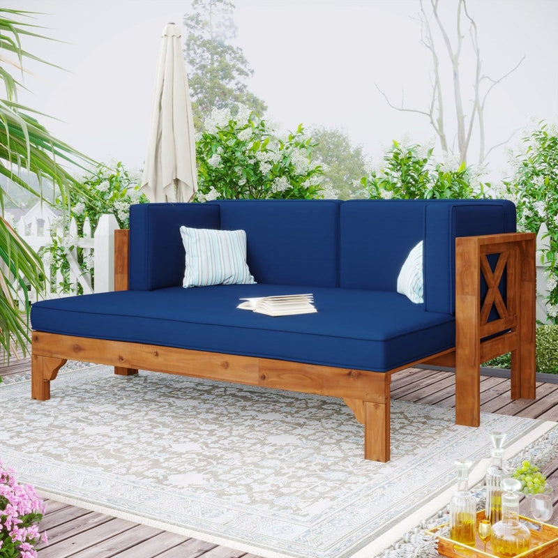 TOPMAX Outdoor Patio Extendable Wooden Sofa Set Sectional Furniture Set