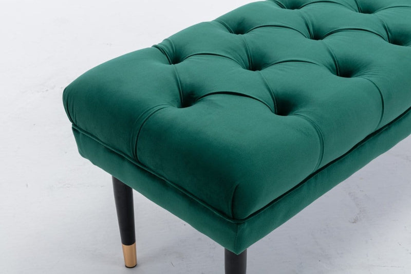 Tufted Bench Modern Velvet Button Upholstered Ottoman enches Green
