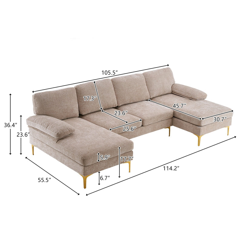 U-Shaped 4-Seat Indoor Modular Sofa Camel