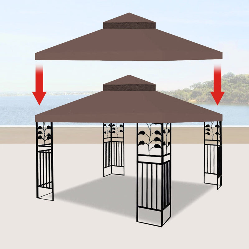 10 x 10 Ft Double Tiered Gazebo Replacement  Top Cover