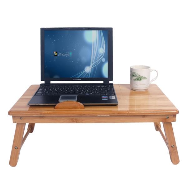 20" Trendy Adjustable Bamboo Computer Desk Wood Color