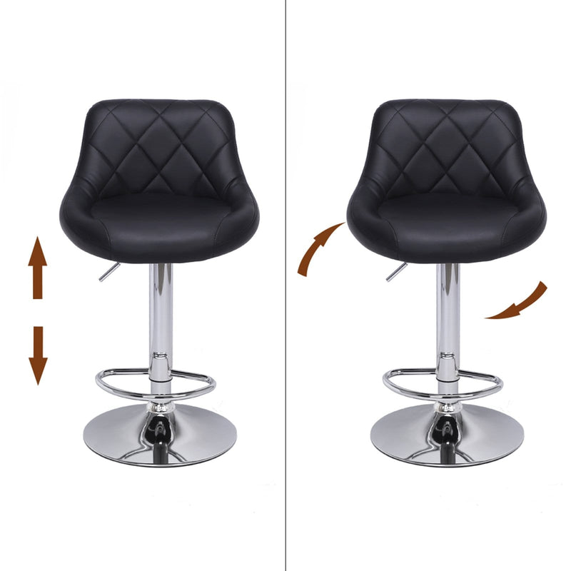 2pcs Adjustable Rhombus Backrest Design Bar Stools Black