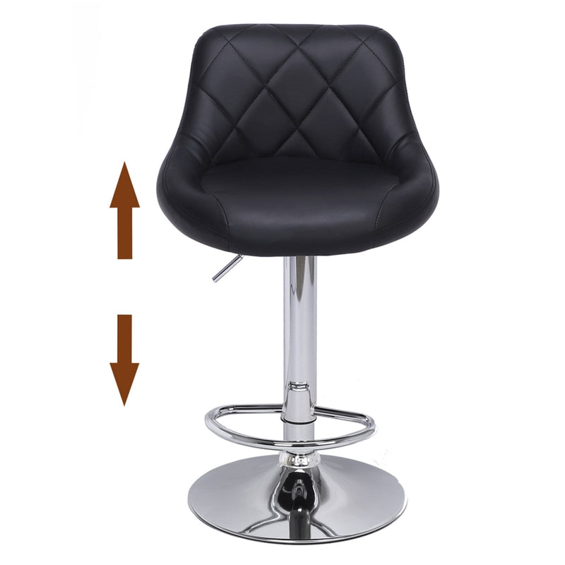 2pcs Adjustable Rhombus Backrest Design Bar Stools Black