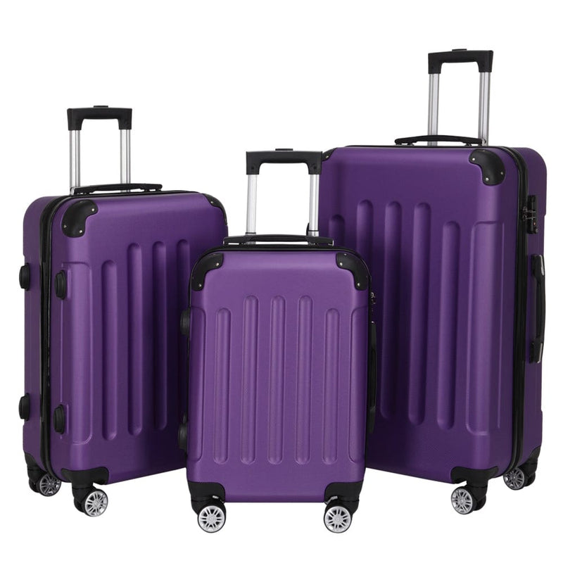 3-in-1 Portable ABS Trolley Case 20" / 24" / 28" Purple