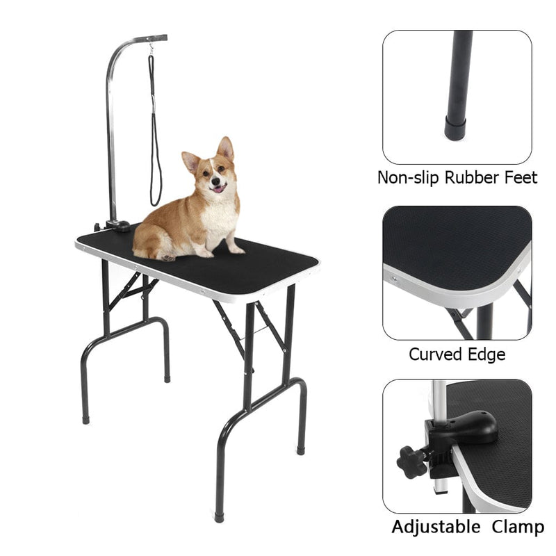 32" Foldable Pet Grooming Table with Adjustable Arm Black