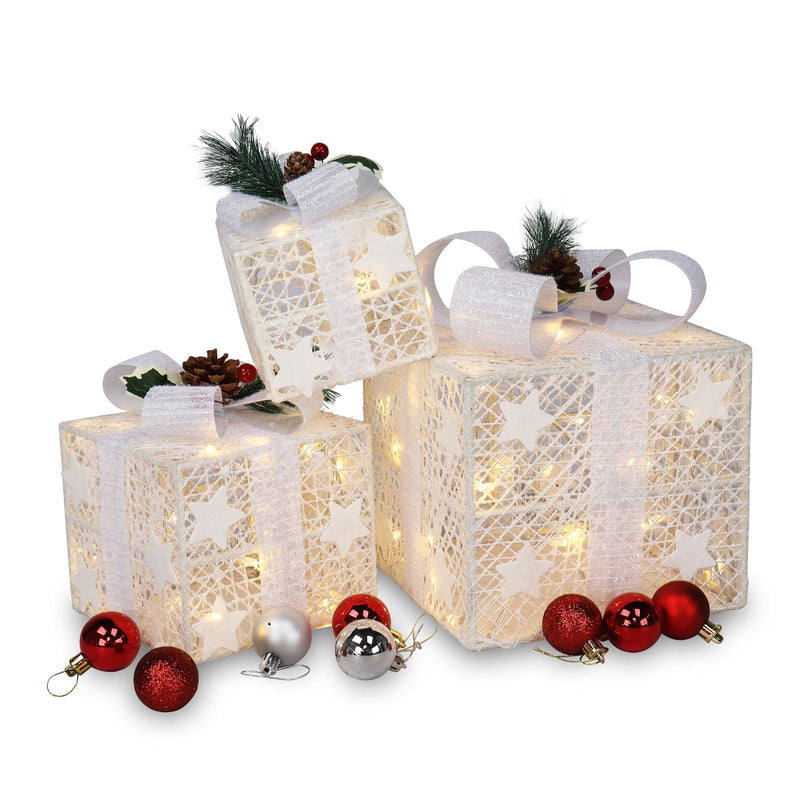 3pcs Gift Box Decoration LED60 Light Warm White Light Cotton Thread Powder