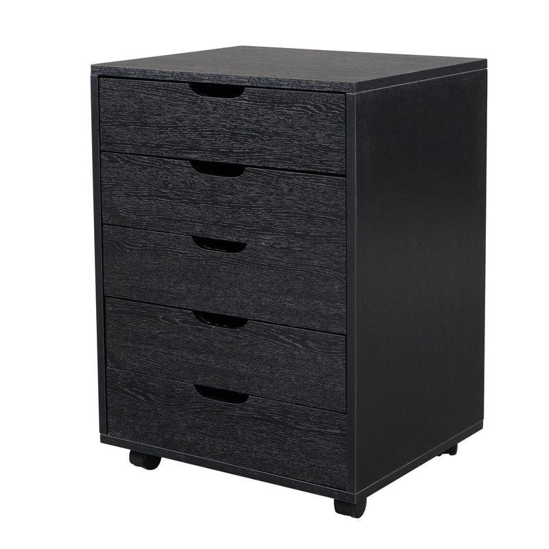 5-Drawer Wood Filing Cabinet Black
