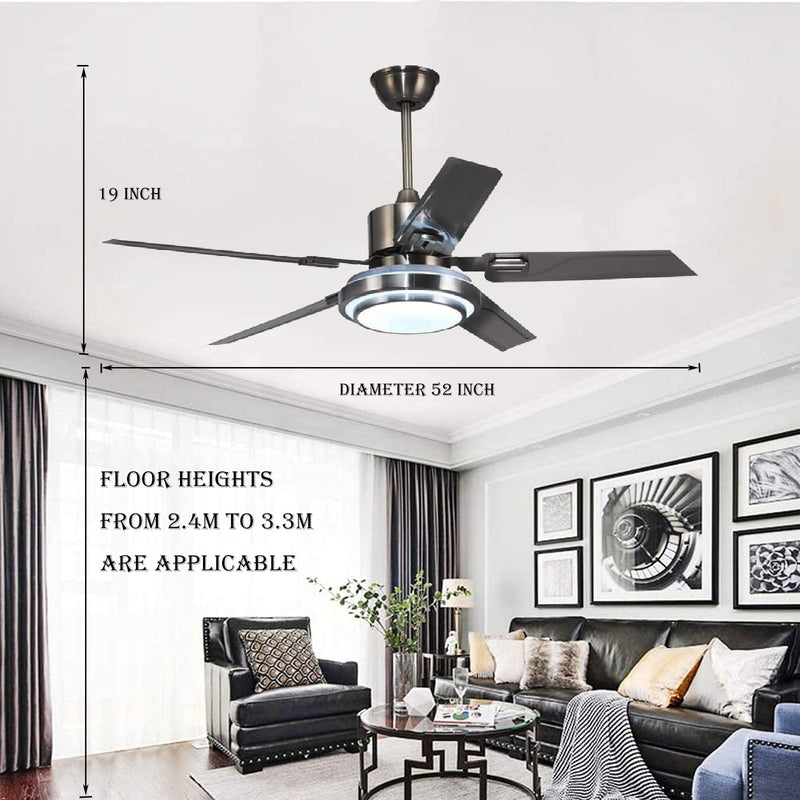 52 inch Indoor Ceiling Fan Light Fixtures With Remote Control