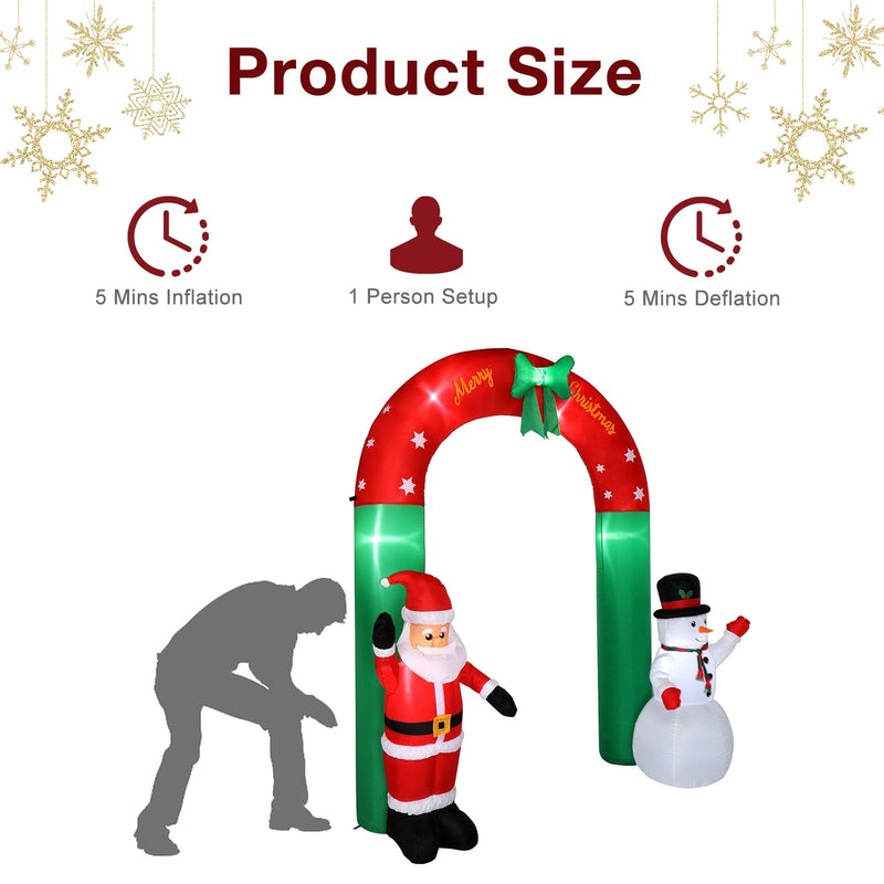 8ft Santa Snowman Inflatable Festive Arch Decoration