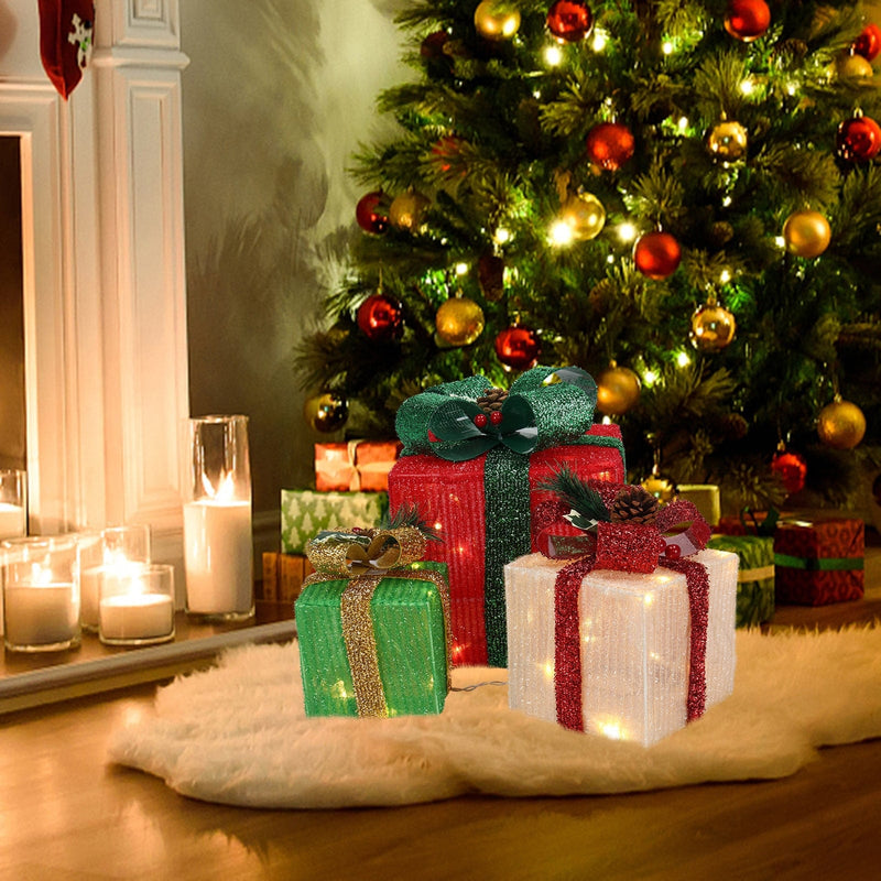 ABS Plastic Frame Christmas Gift Box LED60 Light Warm White Light