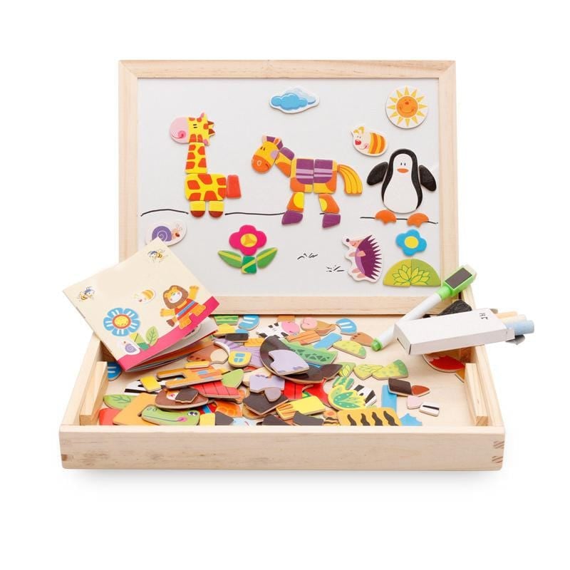 Multifunctional Magnetic Kids Puzzle Drawing Board Educational Toys Learning Wooden Puzzles Toys For Children Gift Multifunctional Magnetic Kids Puzzle Drawing Board Educational Toys