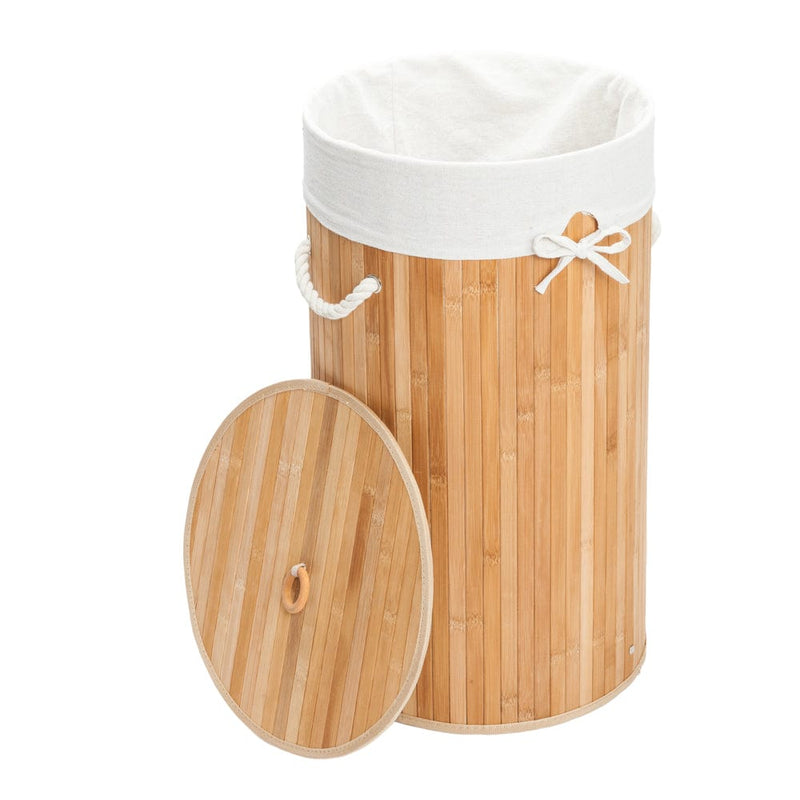 Barrel Type Bamboo Foldable Laundry Basket