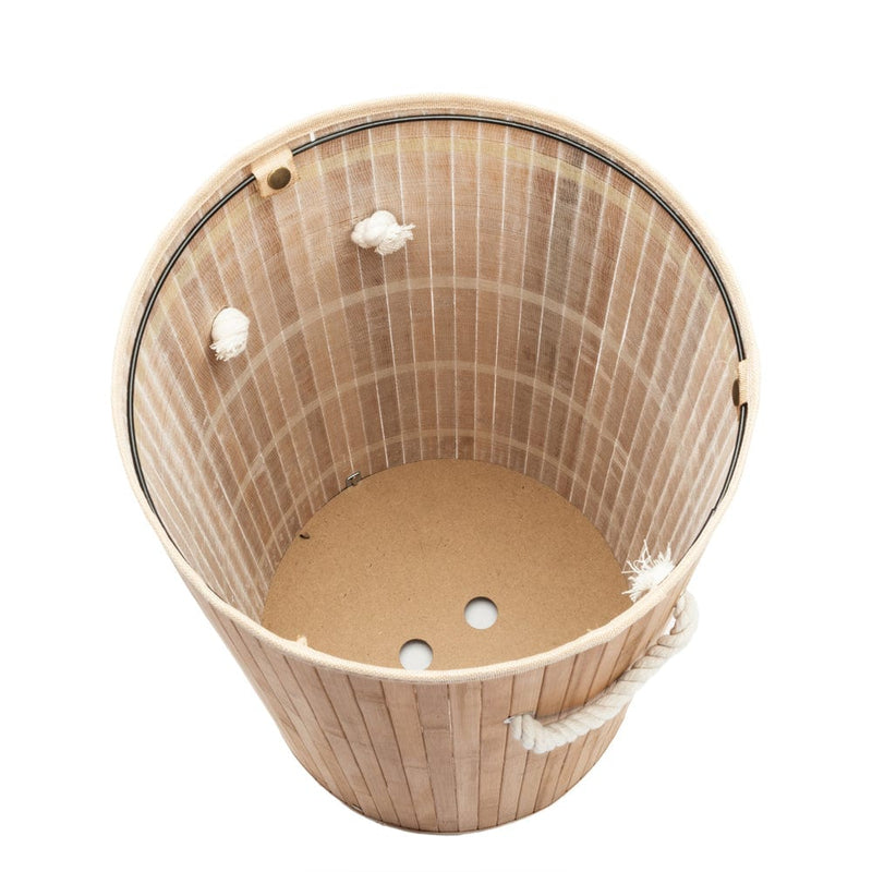 Barrel Type Bamboo Foldable Laundry Basket