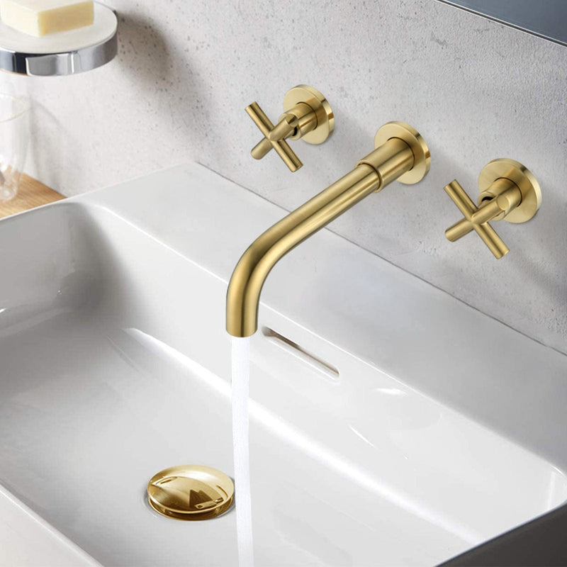 Bathroom Faucet Wall Mounted Bathroom Sink Faucet-Archaize Brushed Gold