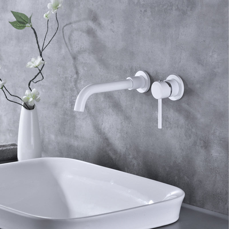 Bathroom Faucet Wall Mounted Bathroom Sink Faucet-Archaize White