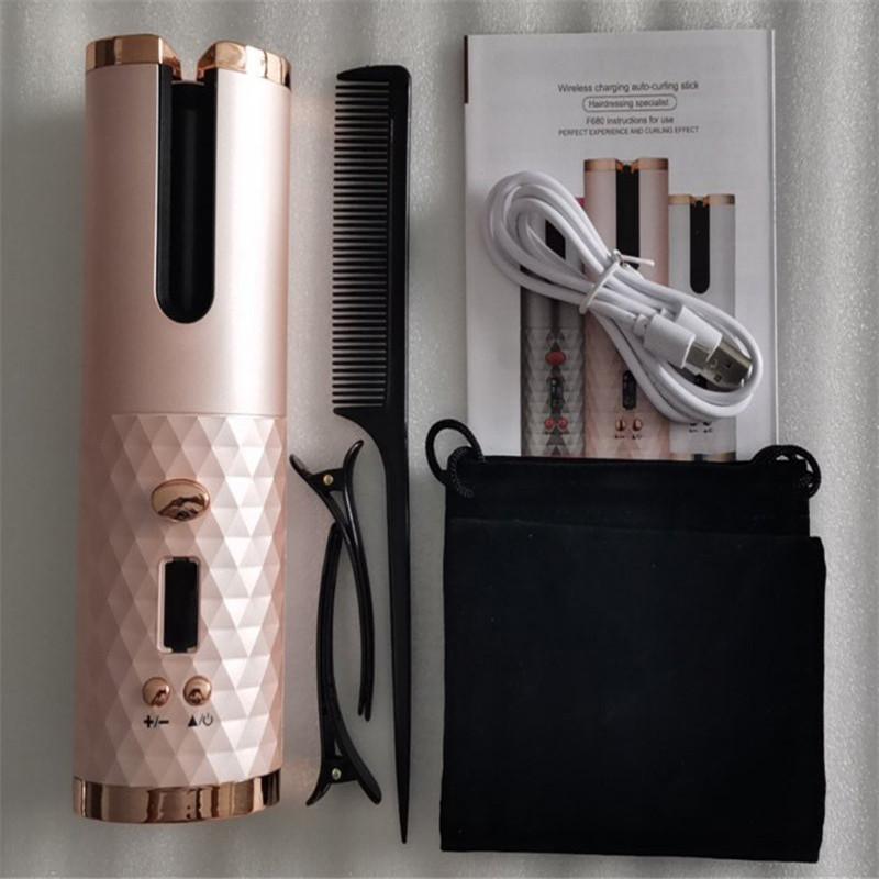 Pink straight Multifunctional Automatic Wireless Curling Iron