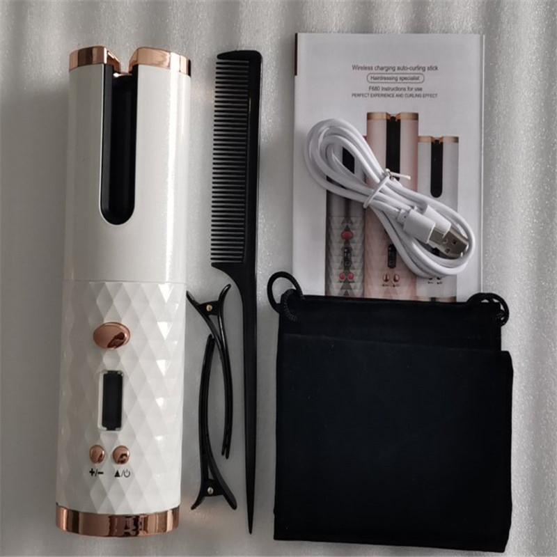 White straight Multifunctional Automatic Wireless Curling Iron
