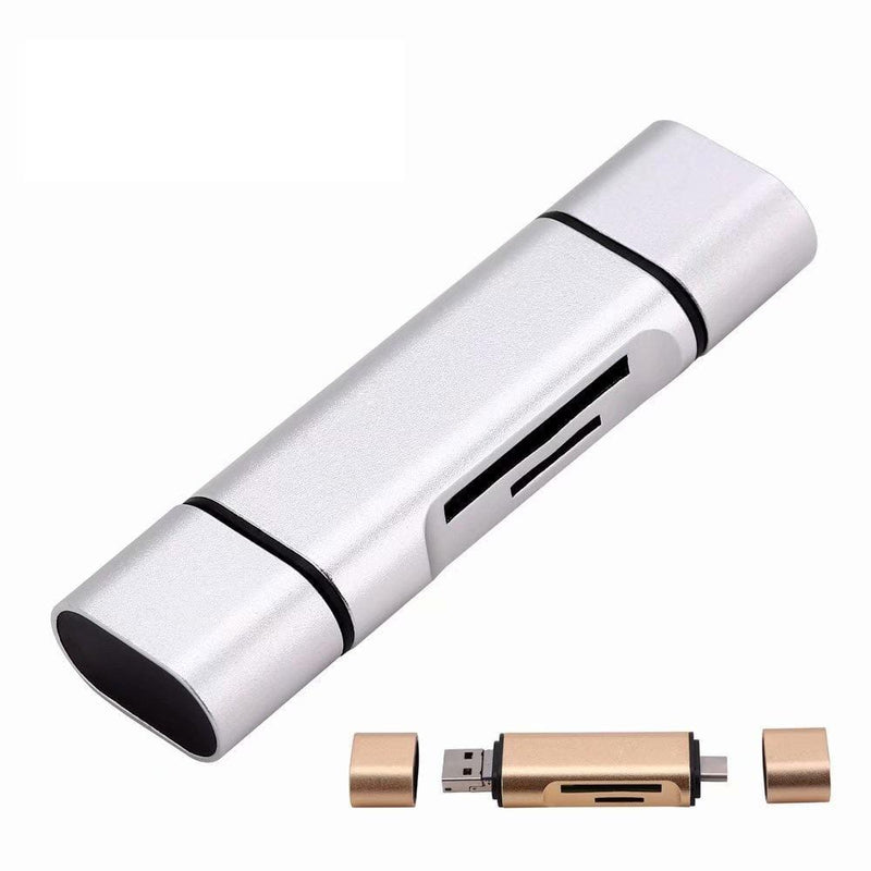 silvery USB mobile phone card reader MICRO TYPE - C triad multi-function aluminum alloy support
