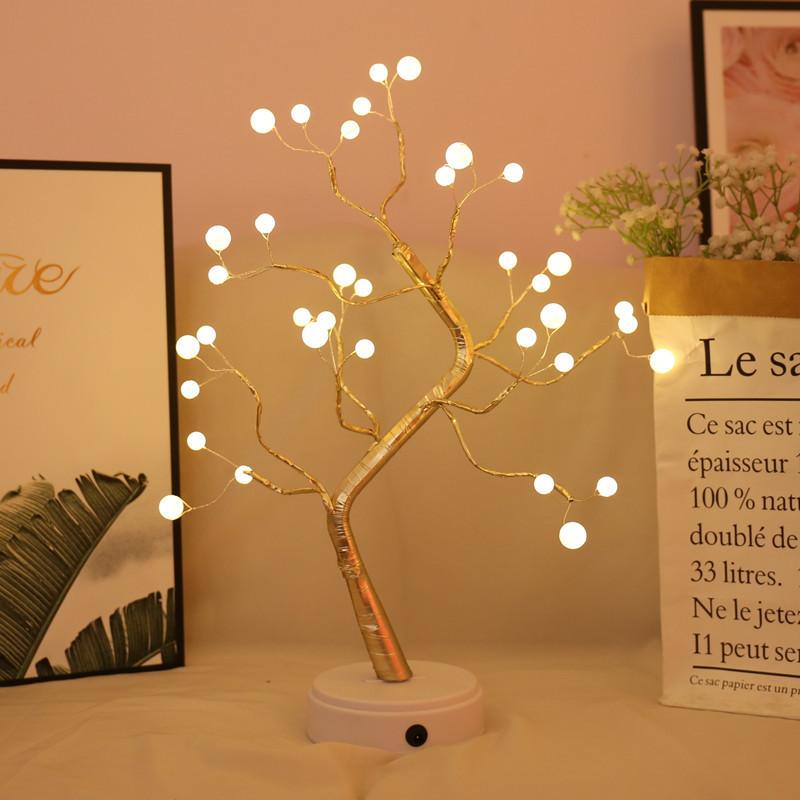 36 lightsUSB 10pcs LED USB Fire Tree Light Copper Wire Table Lamps Night Light