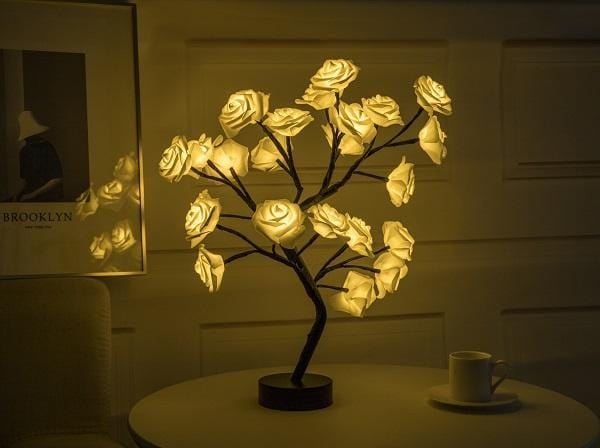 Black yellow3PC Rose Flower Tree LED Lamp