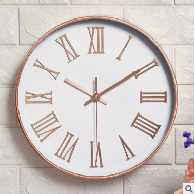 White Rose Gold Simple Round Wall Clock