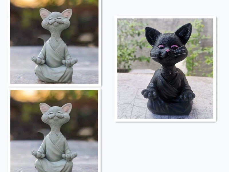 12combination Whimsical Black Buddha Cat Figurine