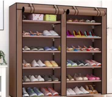 D Shoe Rack, Shoe Cabinet Thick Non-woven Double Row Multi-layer Storage