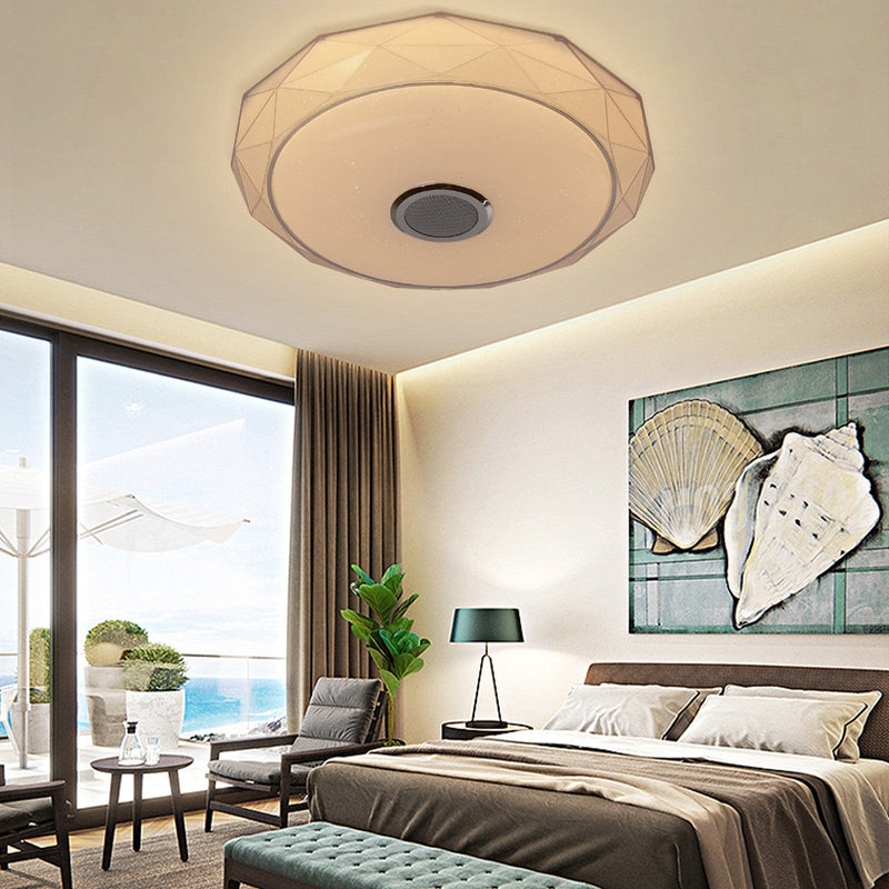 White RGB Ceiling Light With Multifunctional Bluetooth Speaker For Bedroom Smart Light