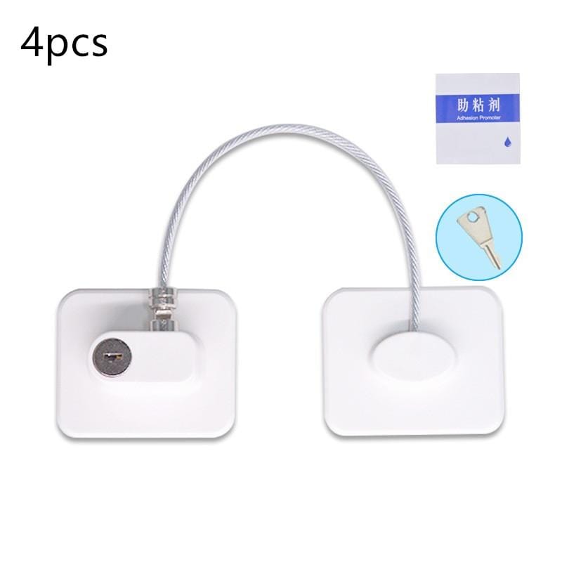 White Square4pcs Window Security Chain Lock Window Cable Lock Restrictor Multifunctional Window Lock