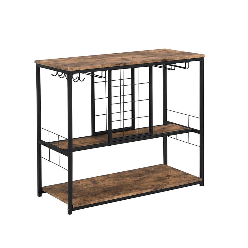 Industrial Wine Rack Table with Glass Holder